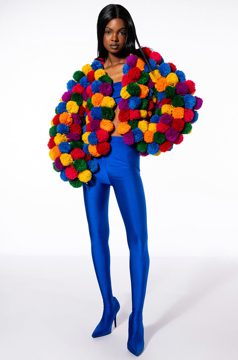POM POM COLORFUL CARDIGAN