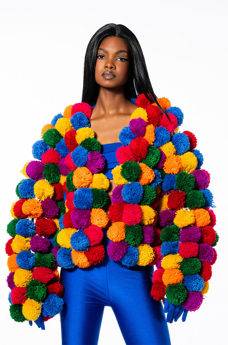POM POM COLORFUL CARDIGAN
