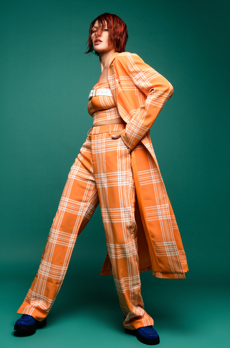 POPSICLE BRIGHT PLAID STRAIGHT LEG TROUSER