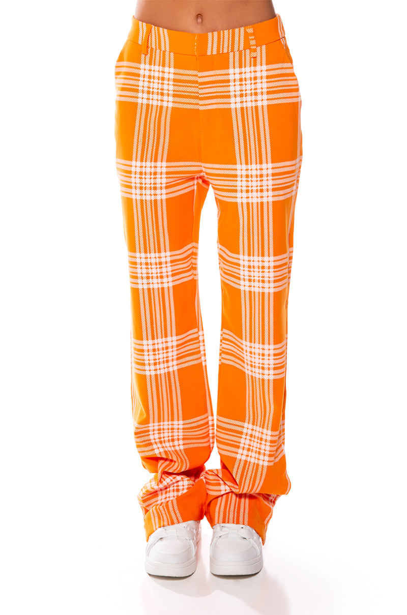POPSICLE BRIGHT PLAID STRAIGHT LEG TROUSER