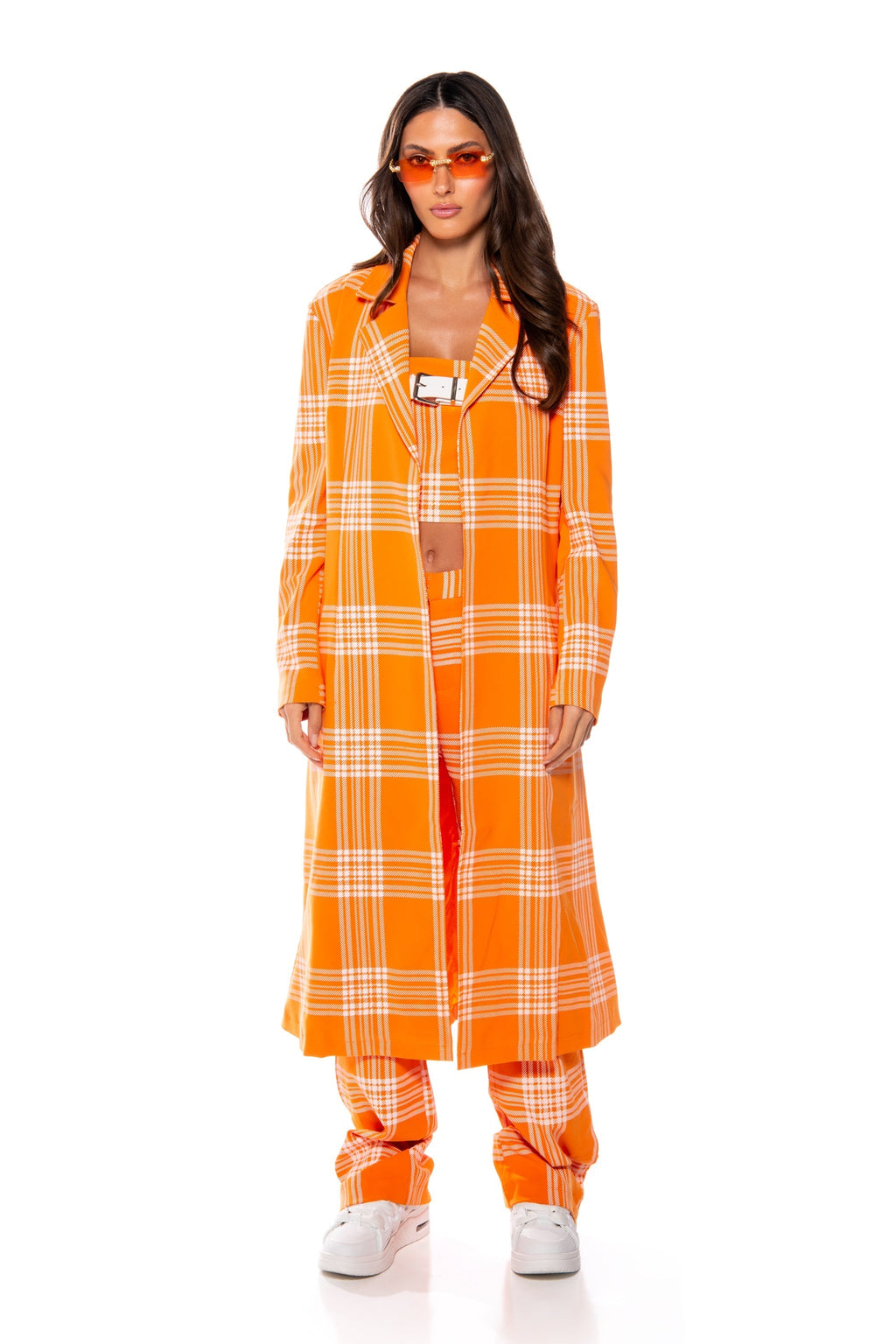 POPSICLE BRIGHT PLAID TRENCH COAT