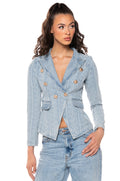 DENIM DENIM FITTED BLAZER