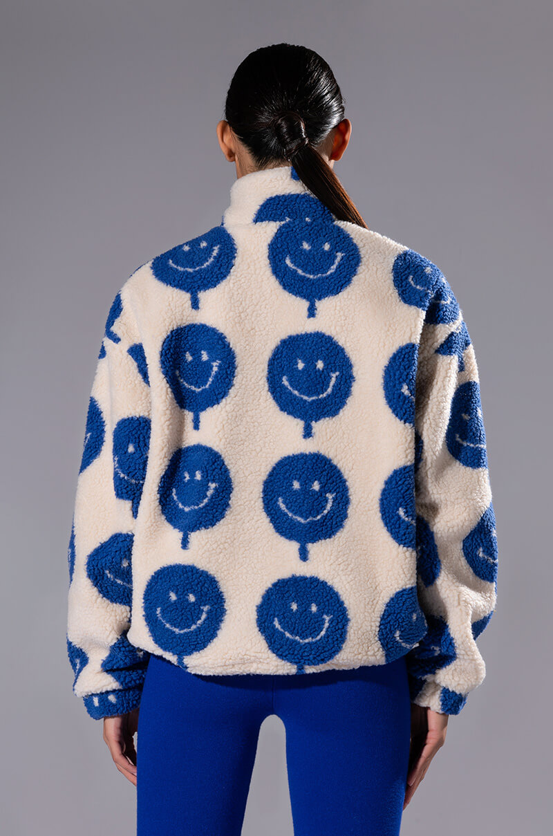 POSITIVE VIBES HAPPY FACE ZIP UP SWEATSHIRT