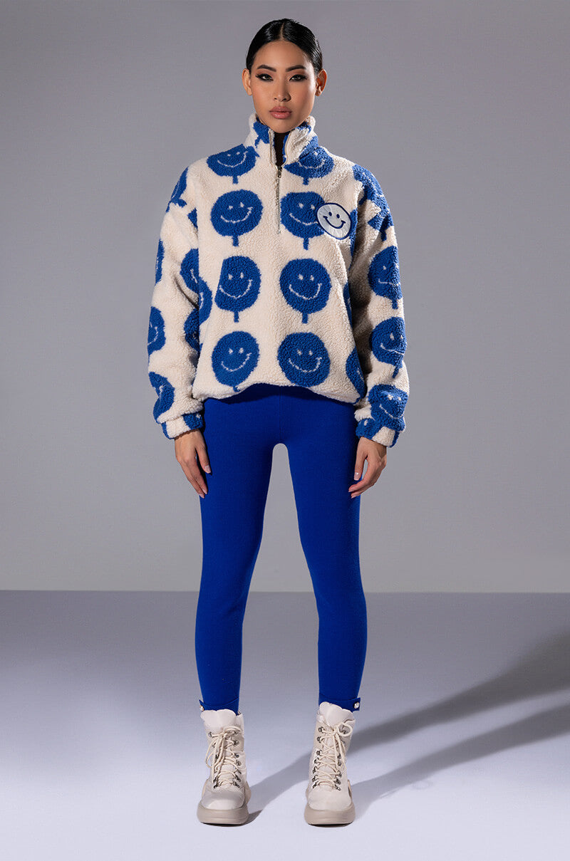POSITIVE VIBES HAPPY FACE ZIP UP SWEATSHIRT