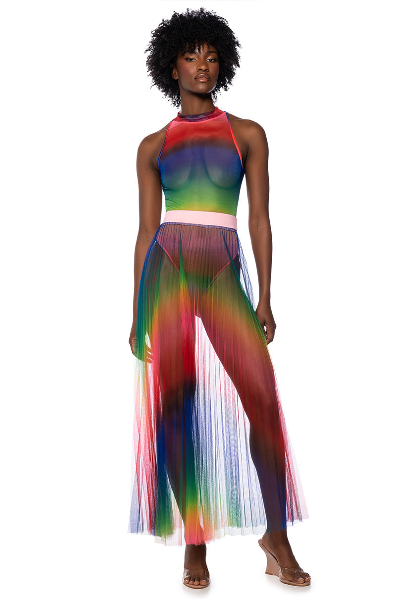 PRIDE EFFECT PLEATED MAXI SKIRT