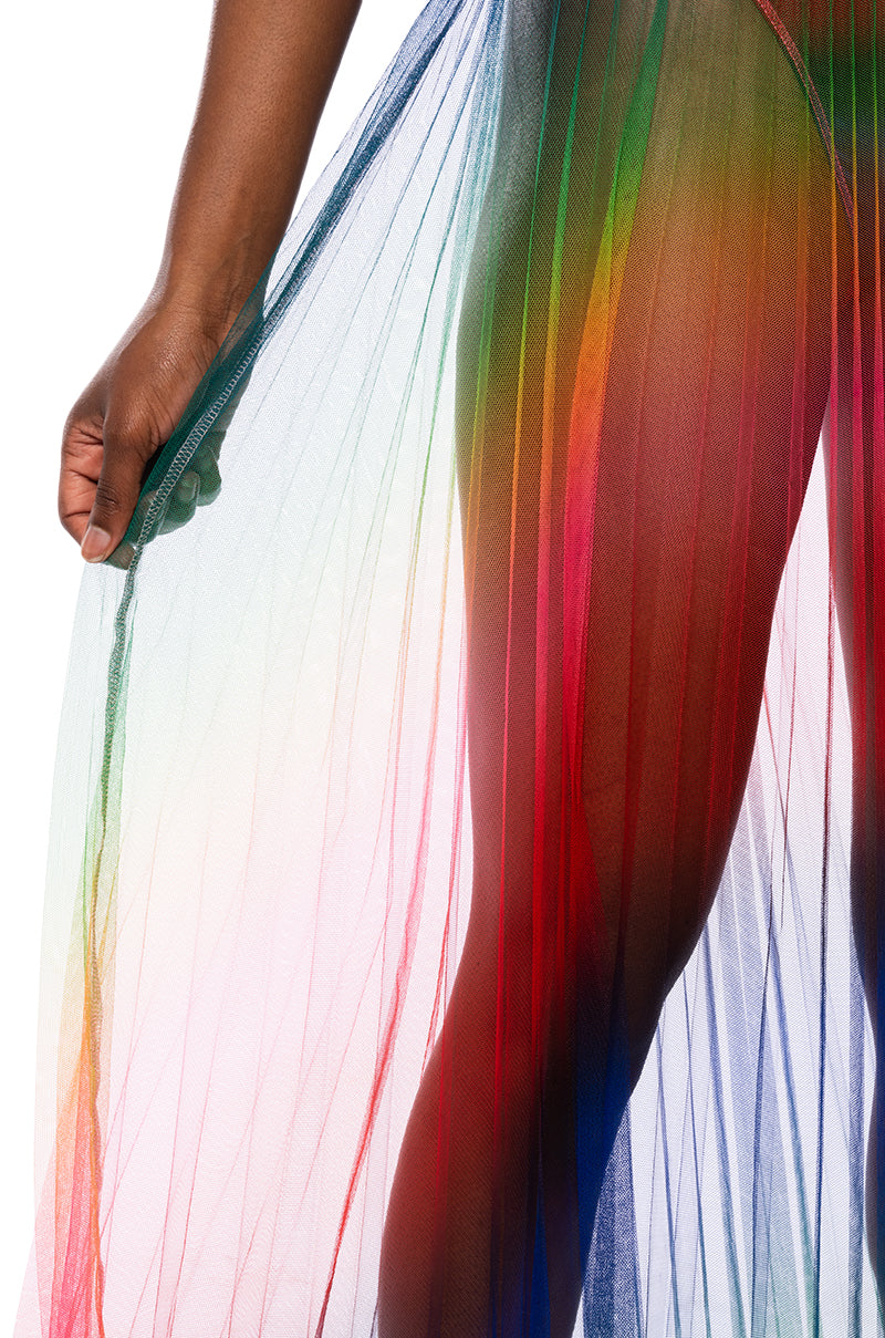 PRIDE EFFECT PLEATED MAXI SKIRT