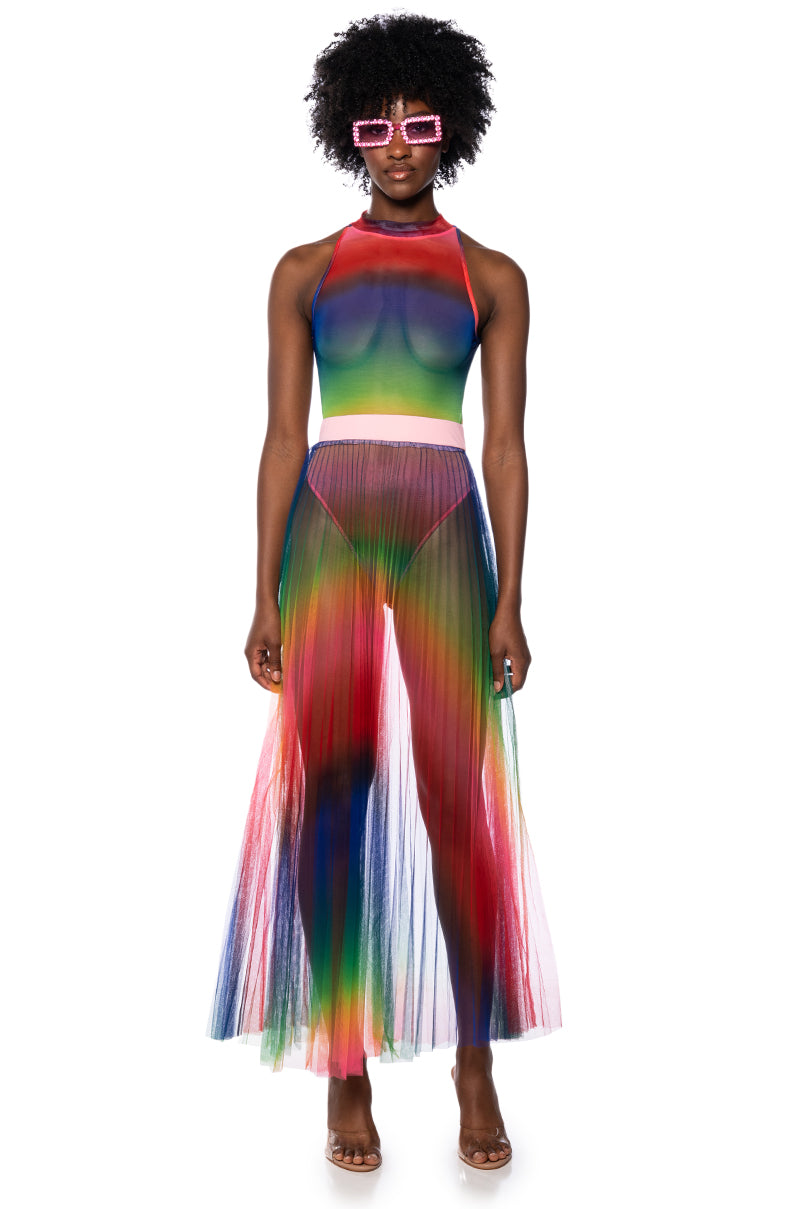 PRIDE EFFECT PLEATED MAXI SKIRT