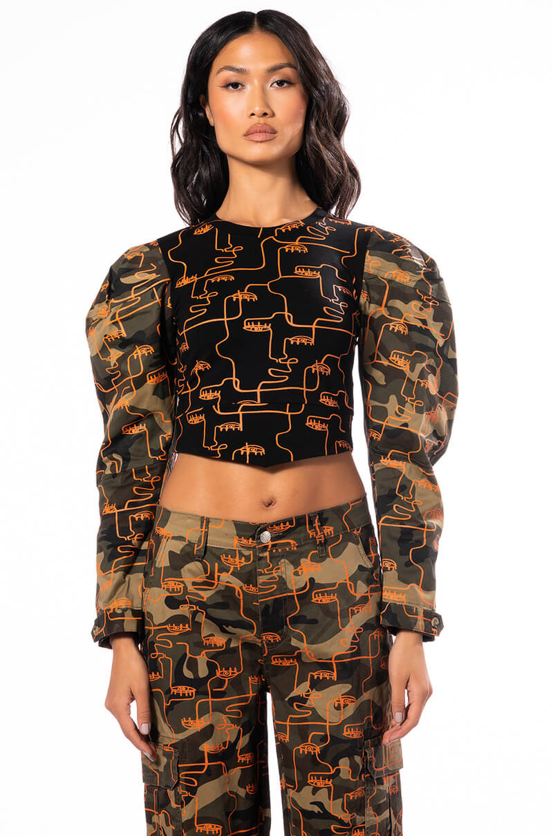 PRINTED CAMO SWEATSHIRT
