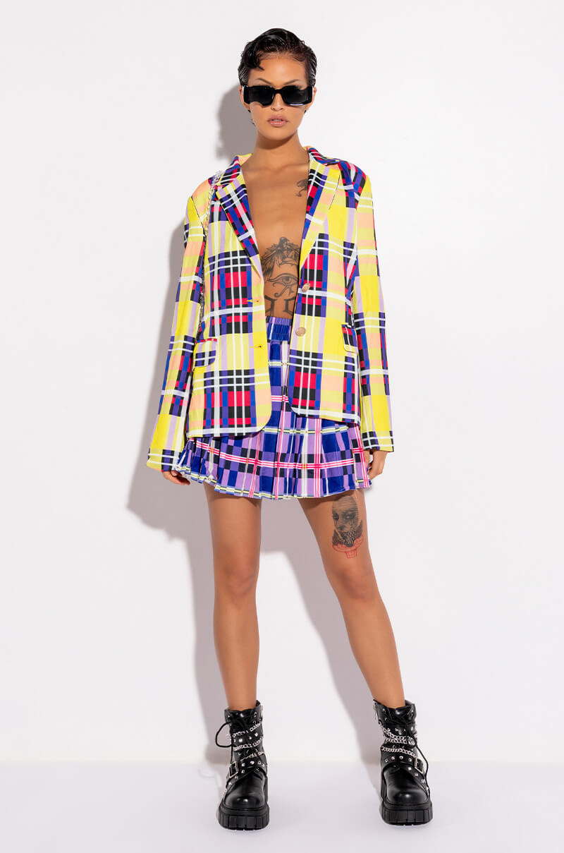 PRIVATE SCHOOL PLAID BLAZER