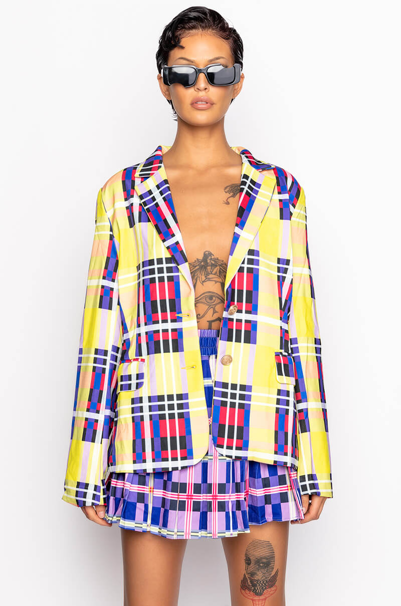 PRIVATE SCHOOL PLAID BLAZER