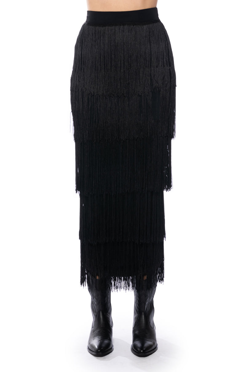 PUT ME FIRST FRINGE MAXI SKIRT