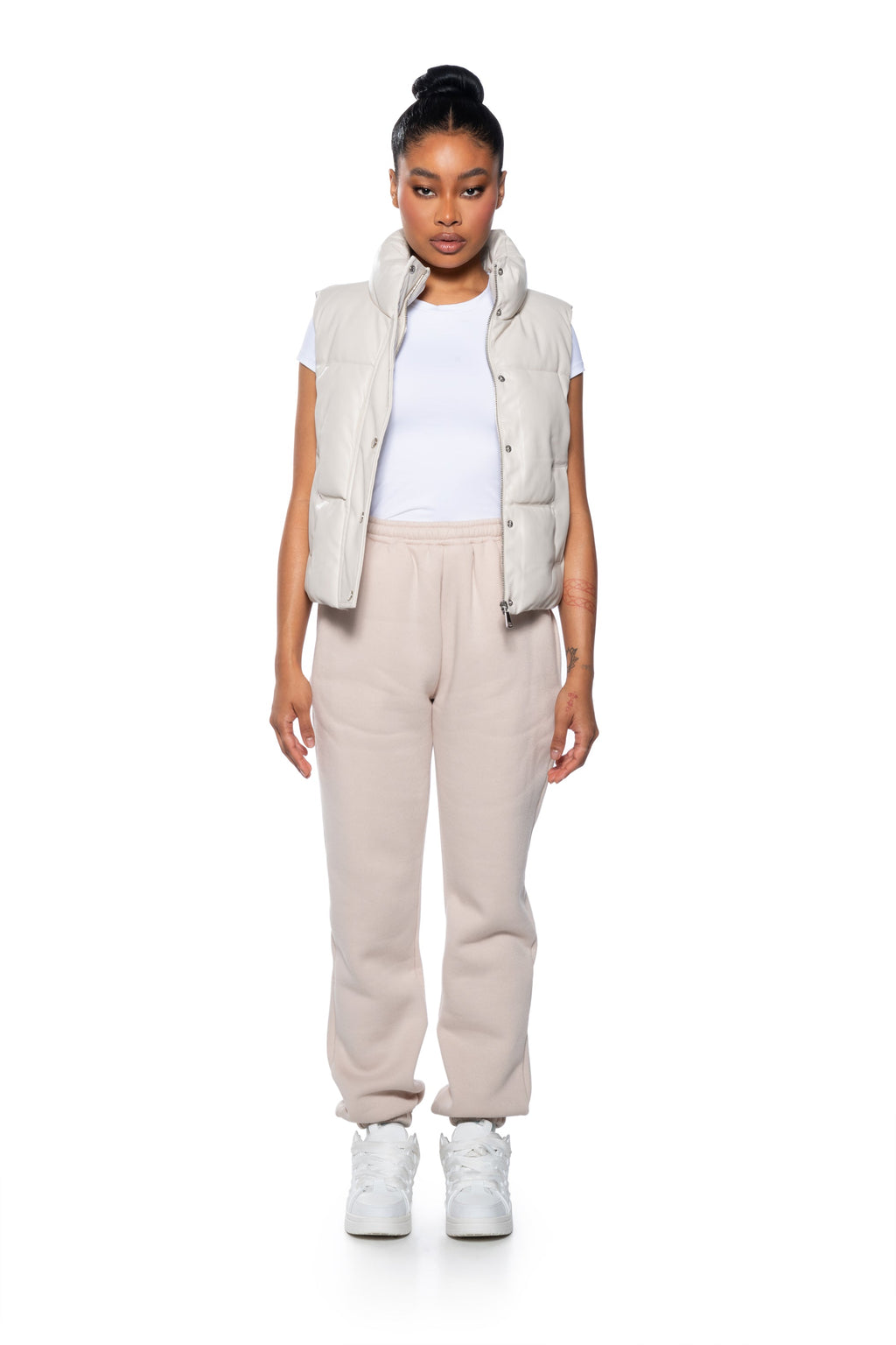 QUIT PLAYING PU PADDED PUFFER VEST