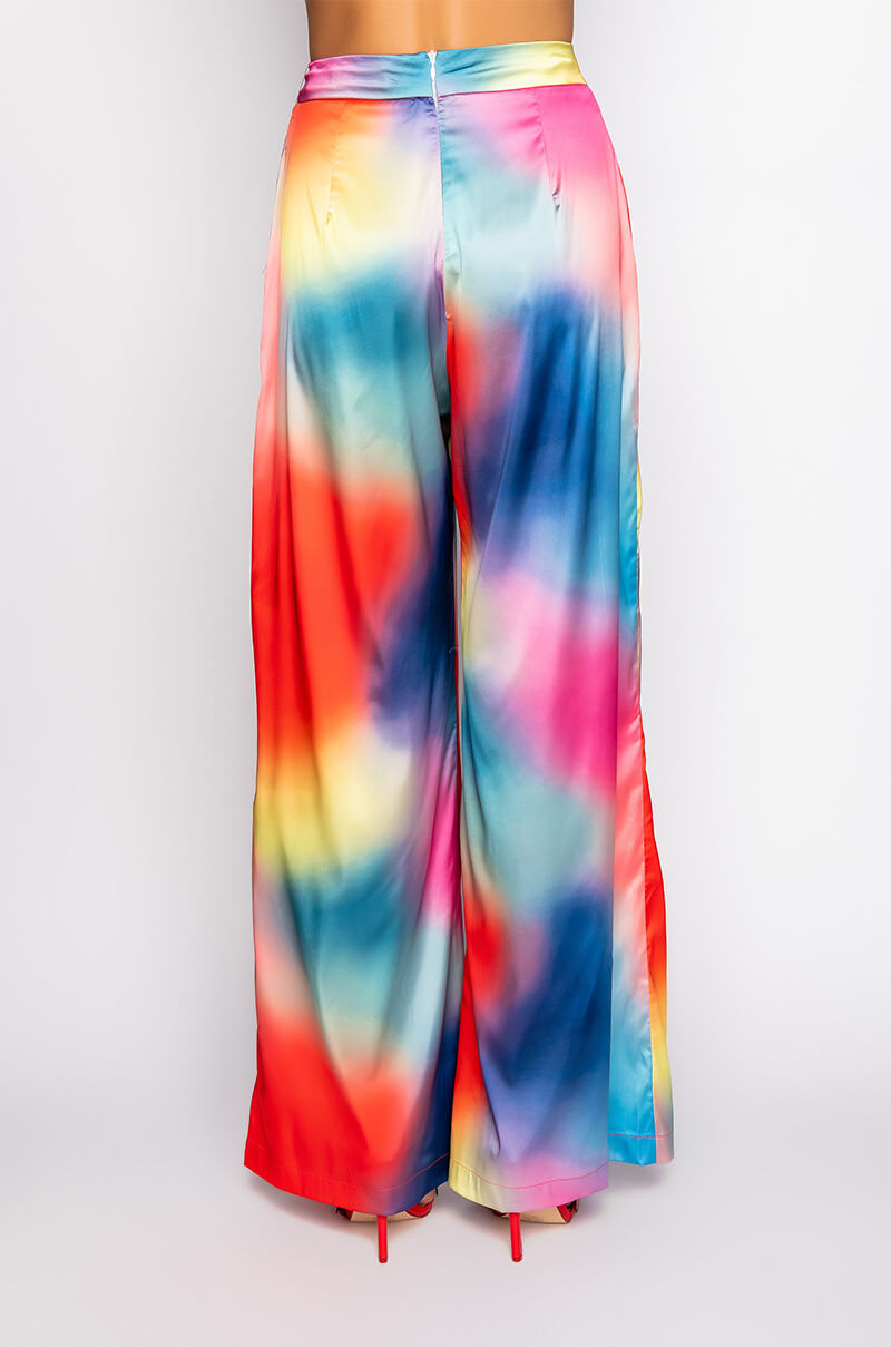 INDIGO SATIN WIDE LEG TROUSER