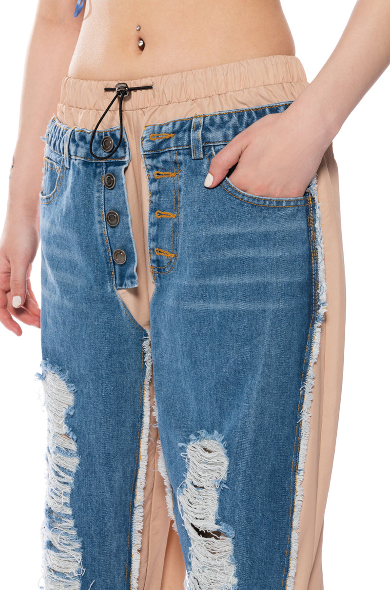 RARE VIBE DENIM EMBELLISHED NYLON JOGGER