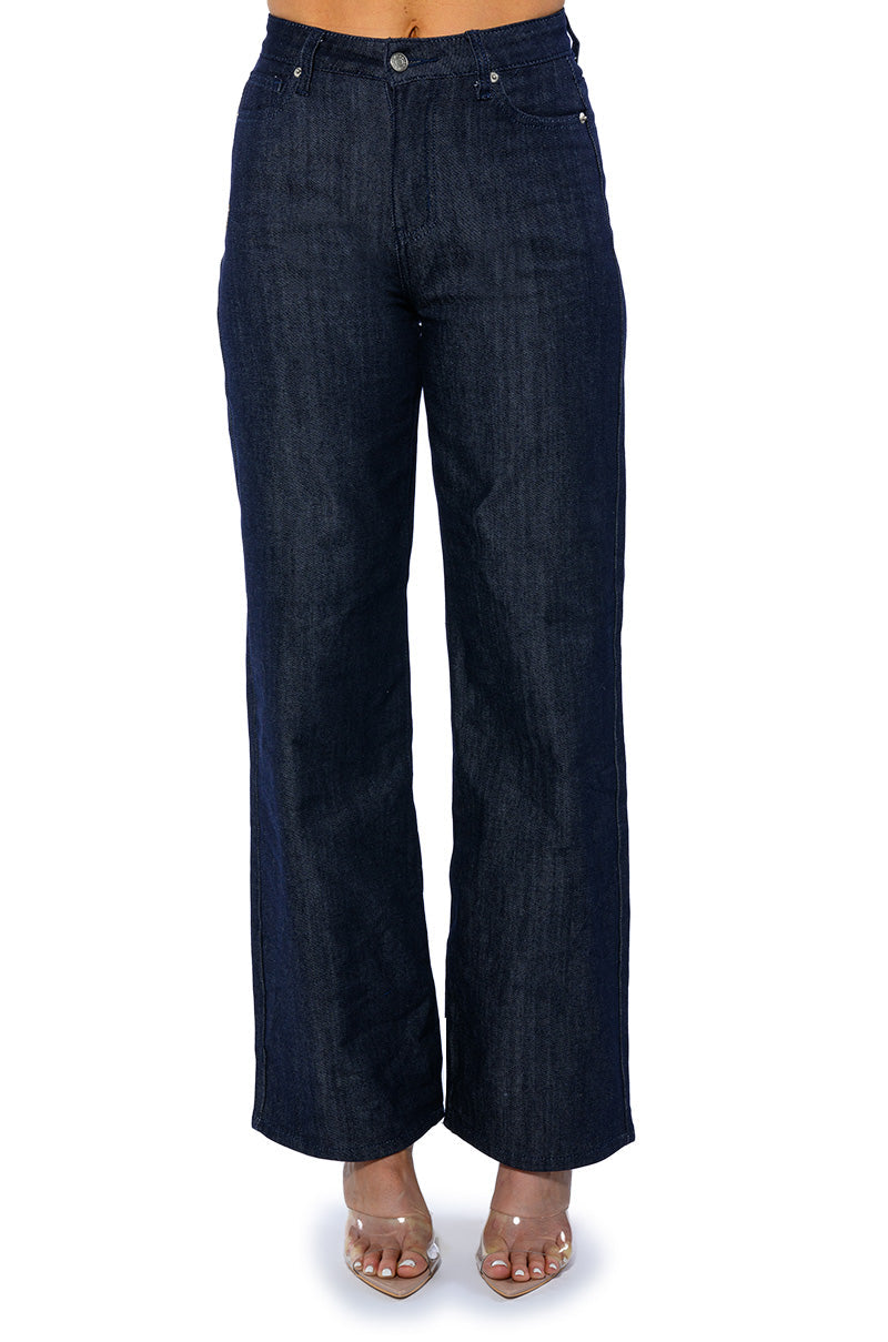 RAW DENIM WIDE LEG JEANS