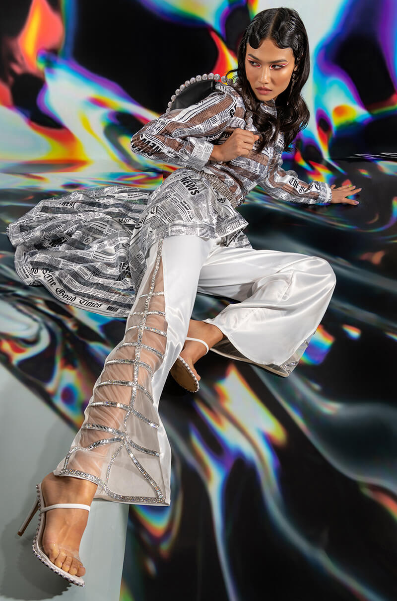 REIGN HIGH LOW PEPLUM BUTTON DOWN BLOUSE