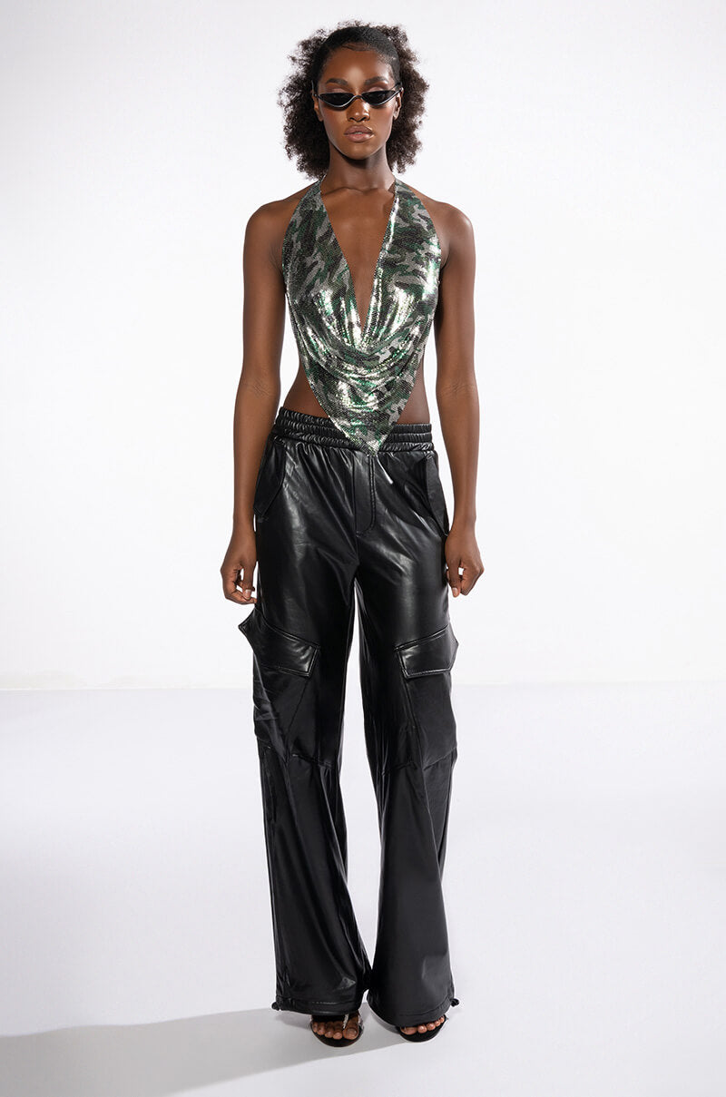 REPORTING FOR DUTY CHAINMAIL HALTER TOP