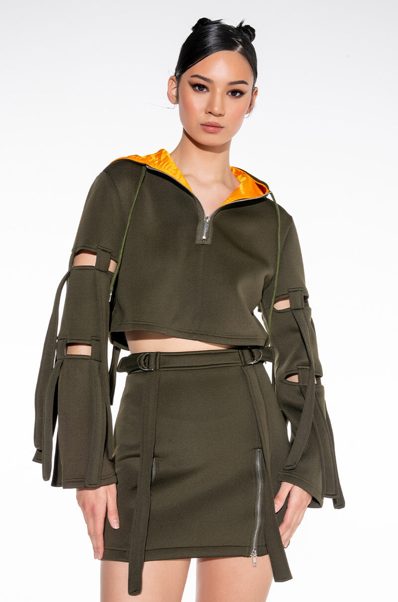 REPORTING FOR DUTY STRAPPY SCUBA MINI SKIRT