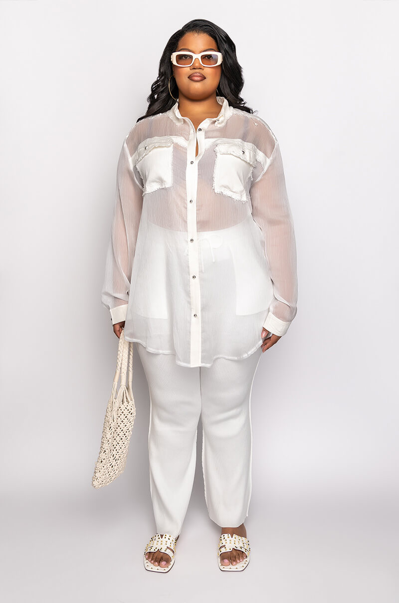 RESORT PLUS ARIA OVERSIZED BUTTON DOWN BLOUSE