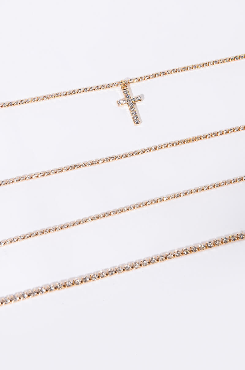RHINESTONE LAYERED NECKLACE