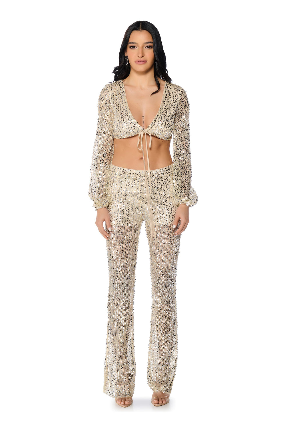 RIGHT DECISION SEQUIN STRAIGHT LEG PANT
