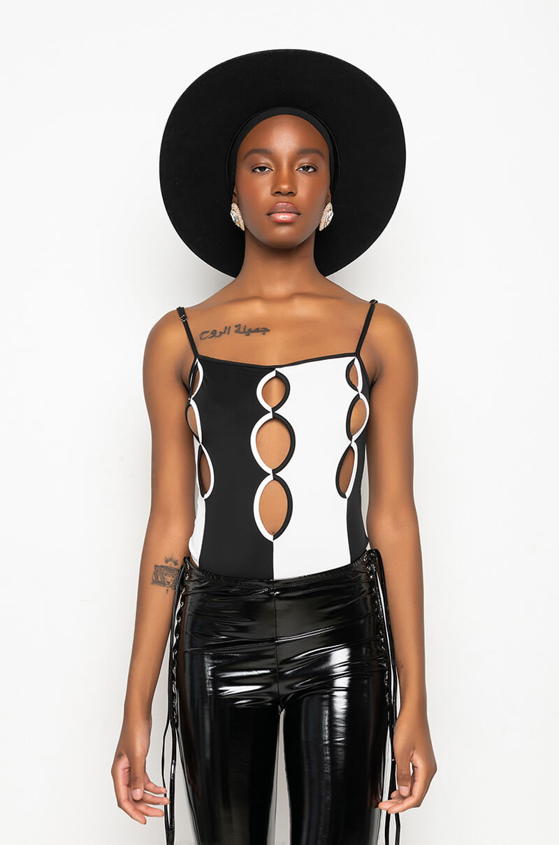 RIGHT THROUGH ME SLEEVELESS CUTOUT BODYSUIT