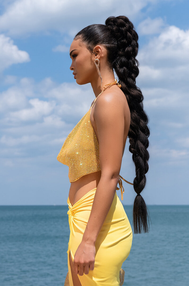 RIRI COWL NECK RHINESTONE BRALETTE