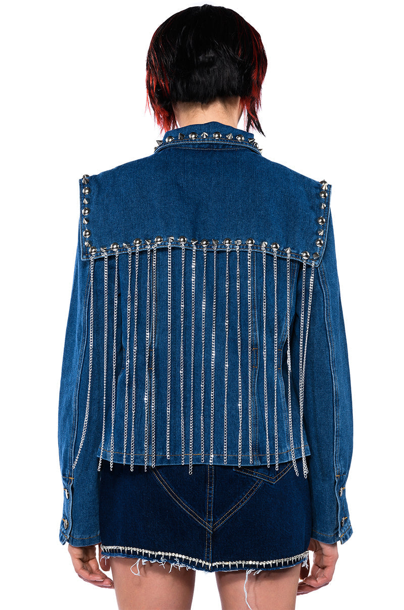 RIVETING TWO LAYER DENIM JACKET