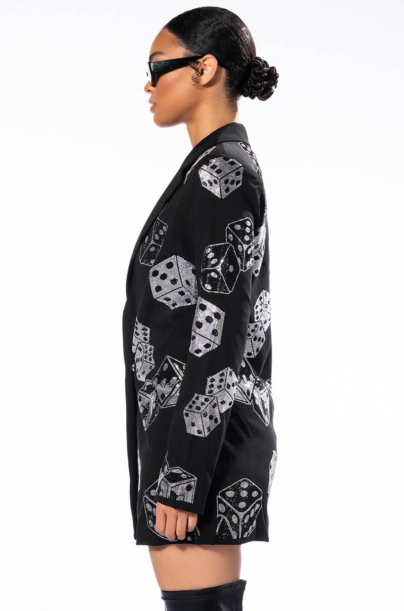 ROLL THE DICE RHINESTONE BLAZER