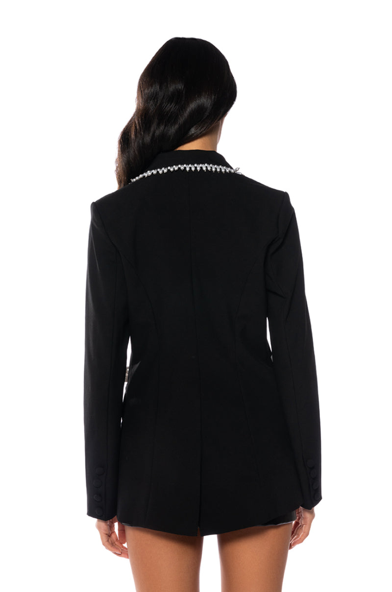 ROMANCE ME PEARL EMBELLISHED BLAZER