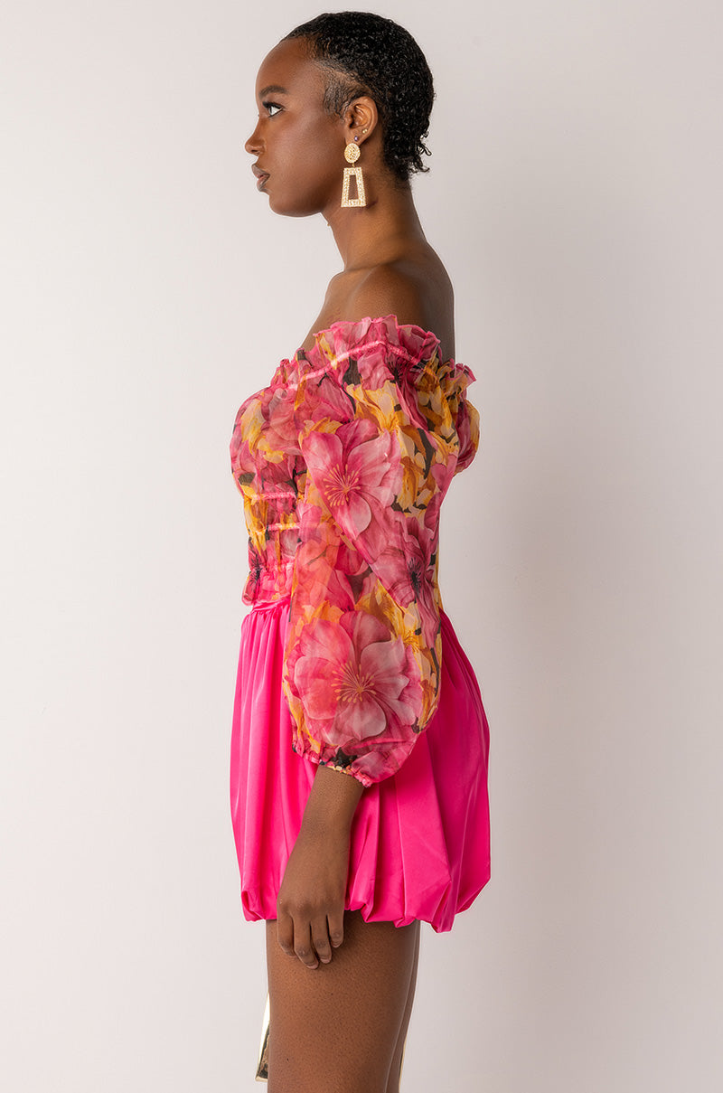 ROMANTIC ORGANZA OFF SHOULDER BLOUSE