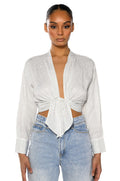 ROWLING TIED UP RHINESTONE BLOUSE