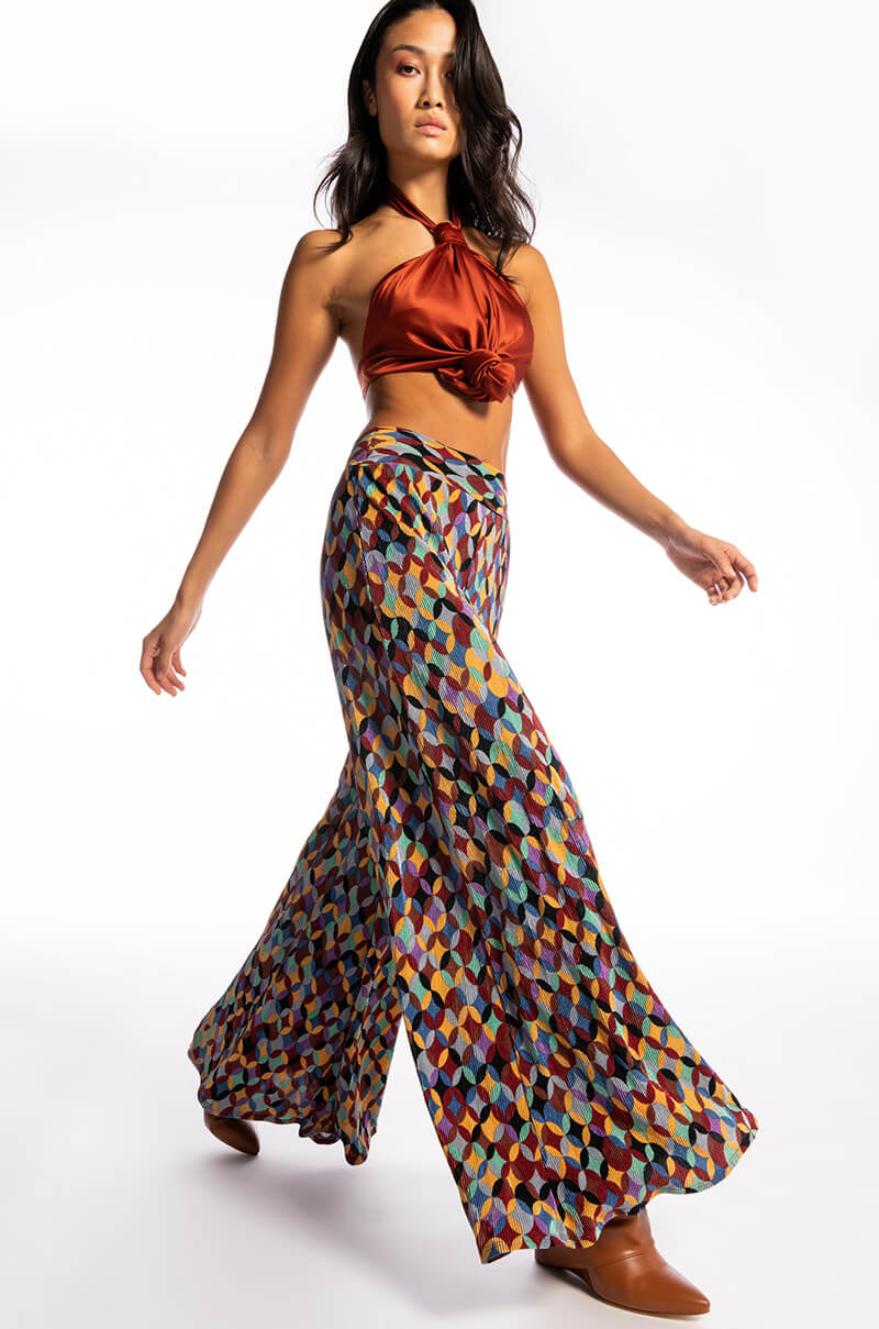 RULES DON'T APPLY SLEEVELESS CROPPED SATIN HALTER BLOUSE