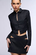 SABRINA PINSTRIPE BUTTON DOWN BLOUSE