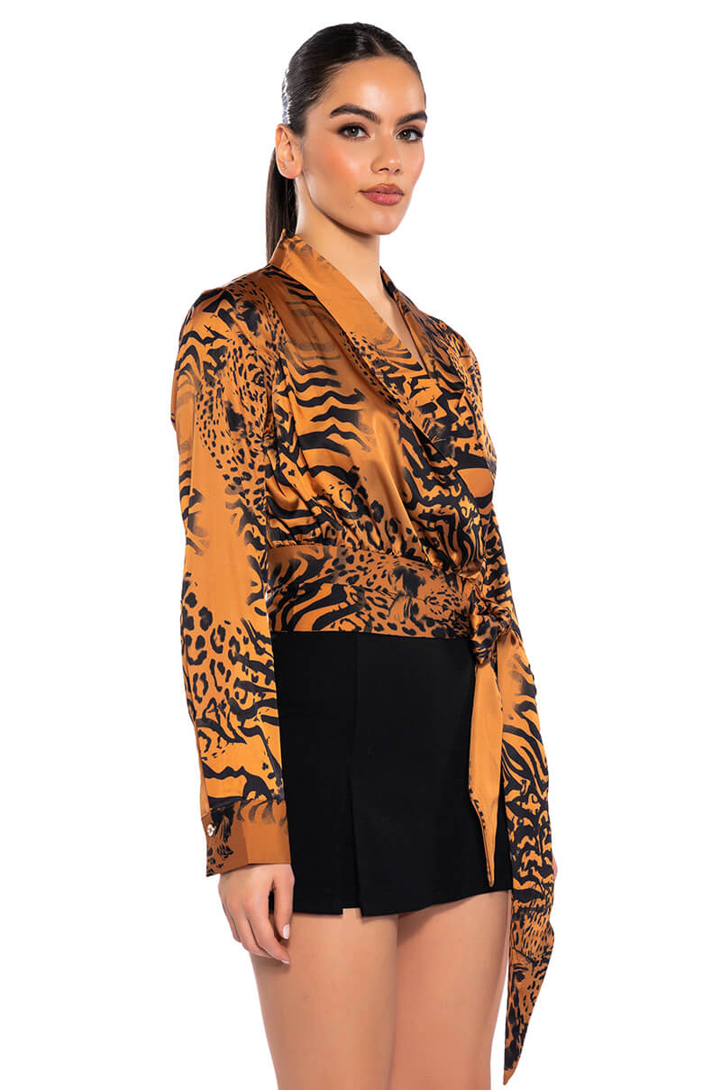 SAFARI SATIN PRINTED BLOUSE