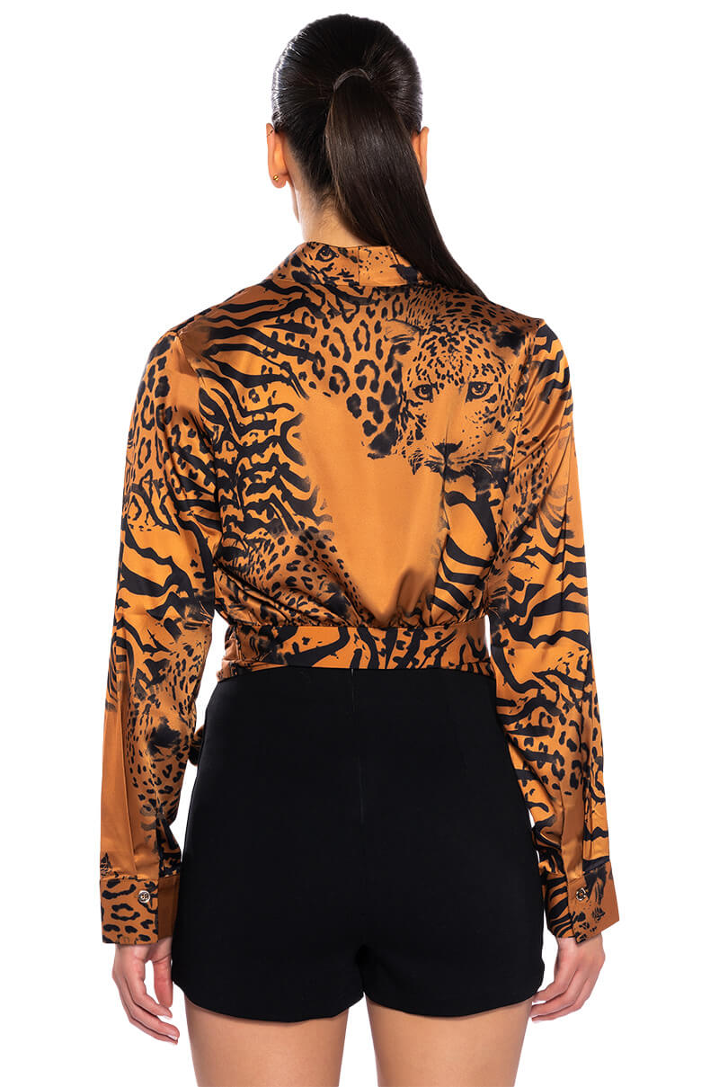 SAFARI SATIN PRINTED BLOUSE