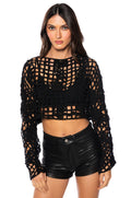 SEASIDE WOVEN HIGH LOW LONG SLEEVE BLOUSE