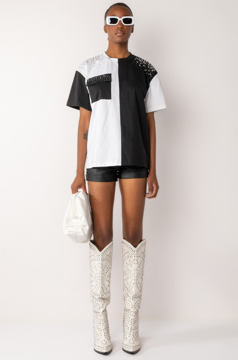 SEE YA LATER OVERSIZED RHINESTONE TSHIRT