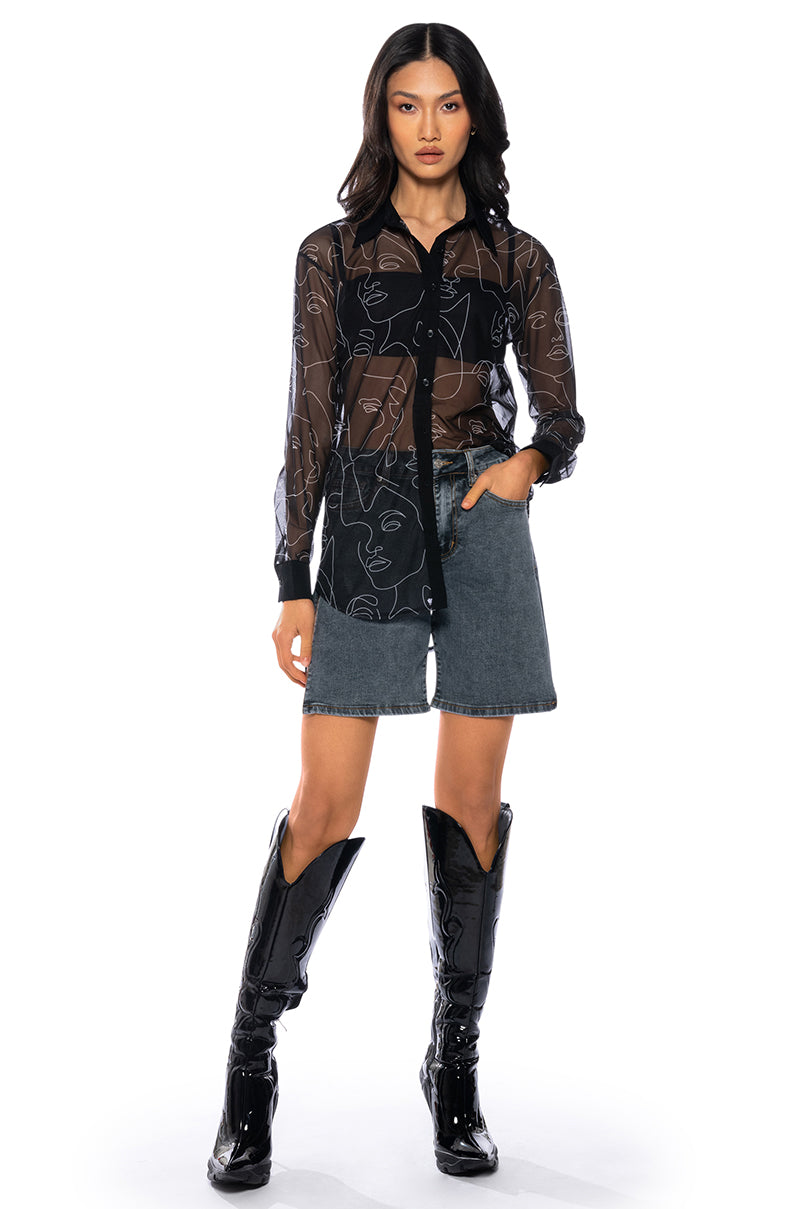 SHADED BERMUDA DENIM SHORT