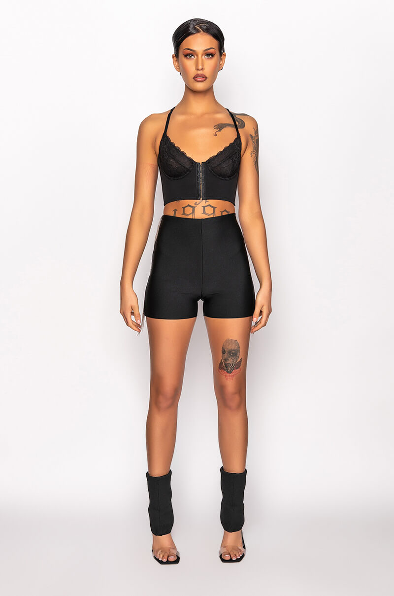 GEMMA FRINGE DETAIL BANDAGE SHORT