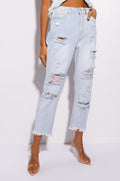 BENVENUTO HIGH RISE DISTRESSED MOM JEANS
