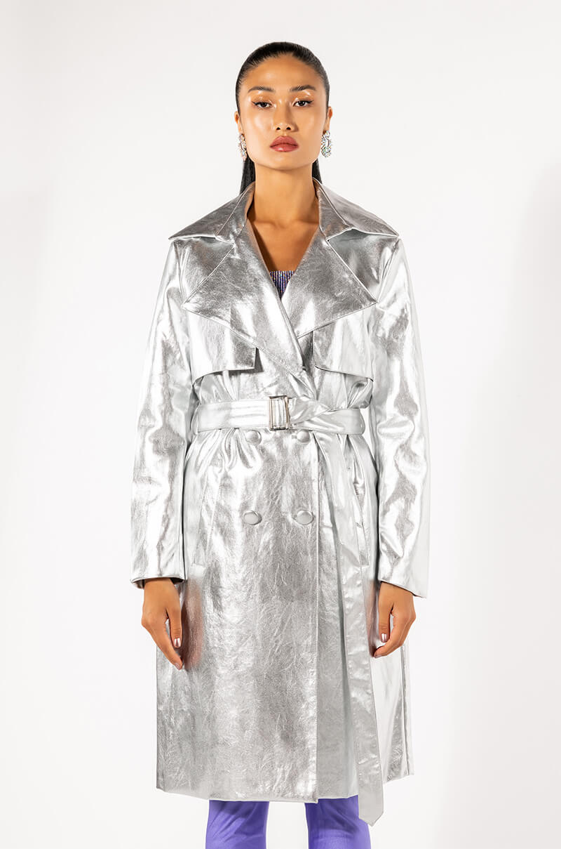 KAIVE SILVER TRENCH COAT