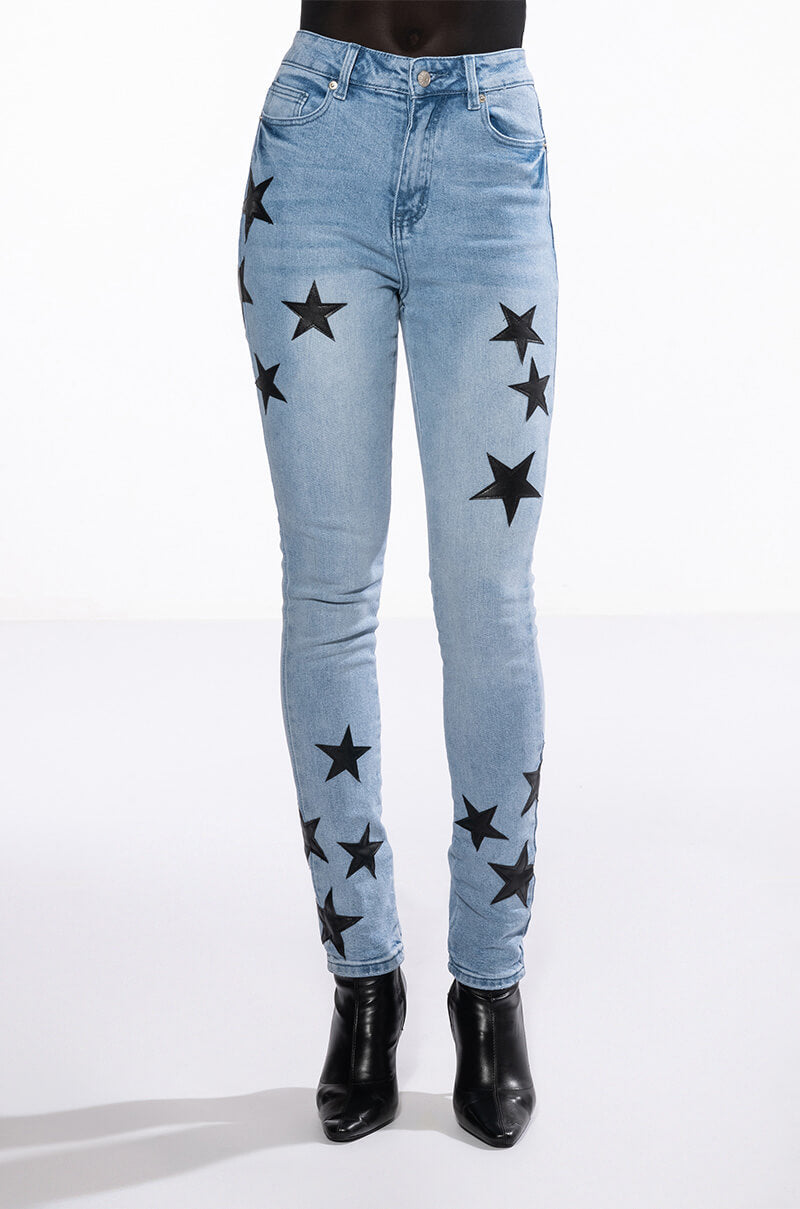 THE BEST PAINTED DISTRESSED HIGH RISE SKINNY JEAN