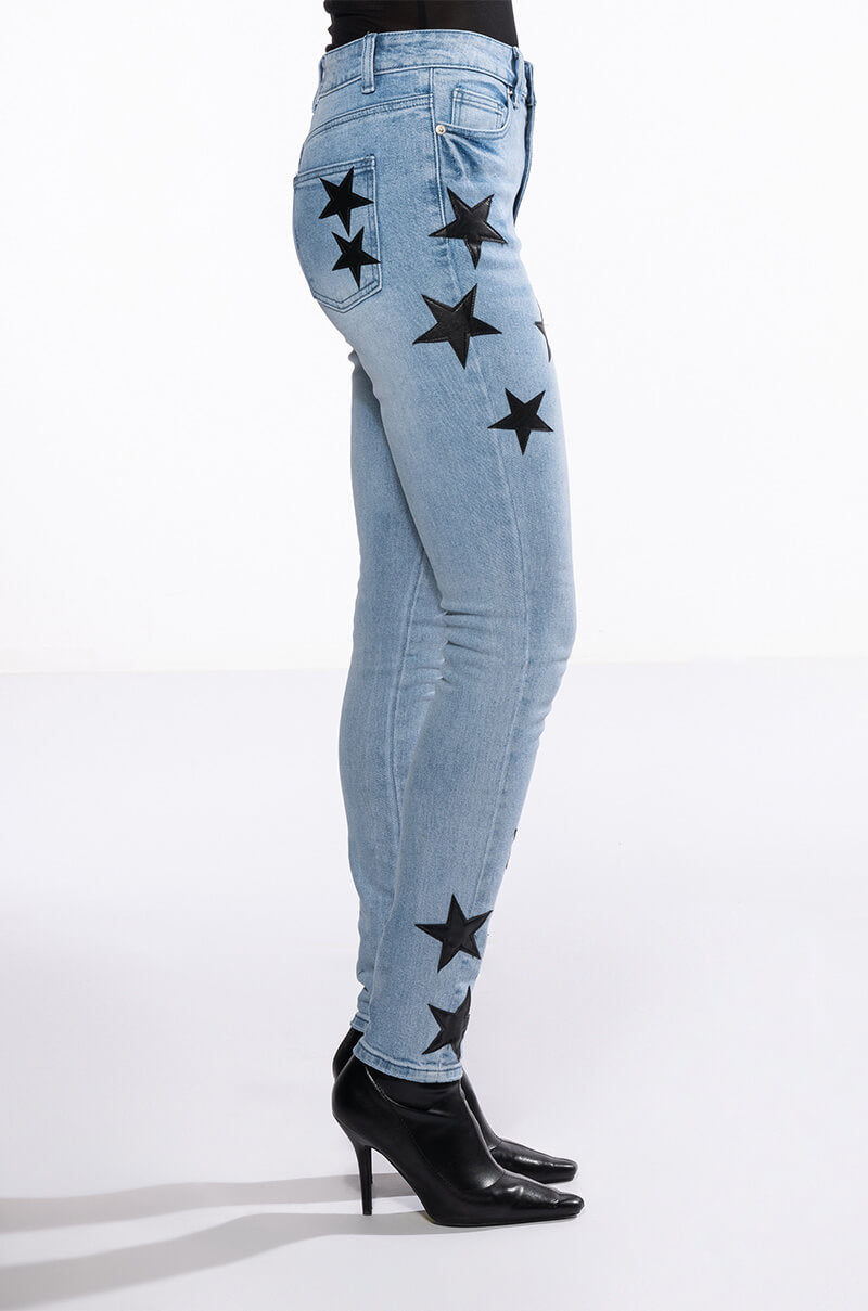 THE BEST PAINTED DISTRESSED HIGH RISE SKINNY JEAN