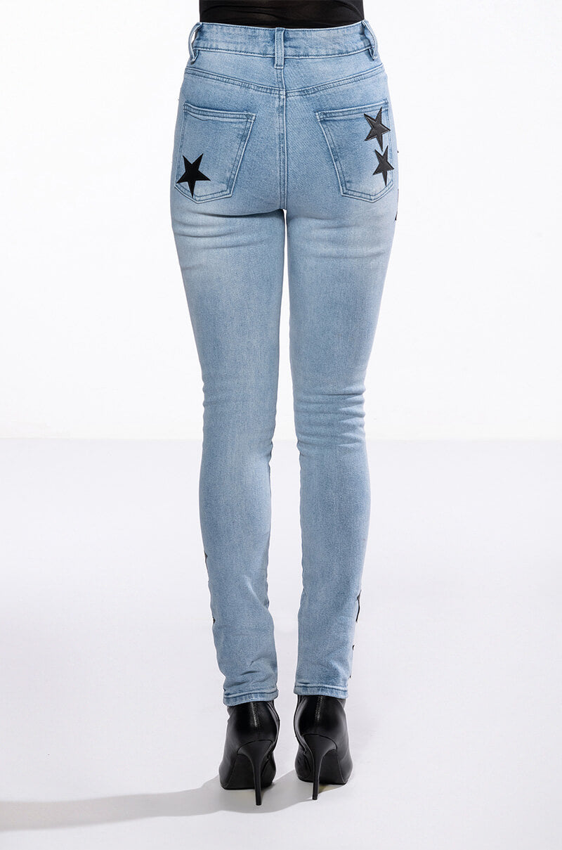 THE BEST PAINTED DISTRESSED HIGH RISE SKINNY JEAN