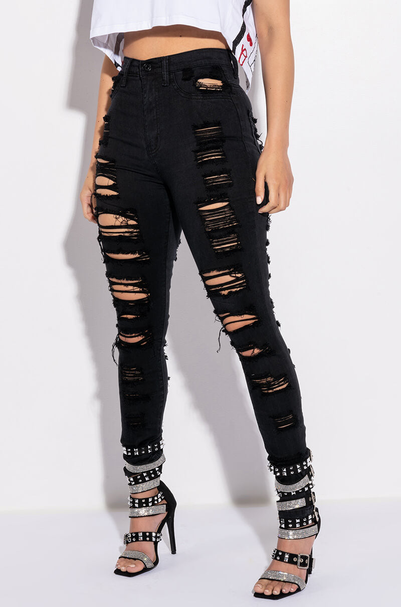SHOW ME BABY DISTRESSED SKINNY JEANS