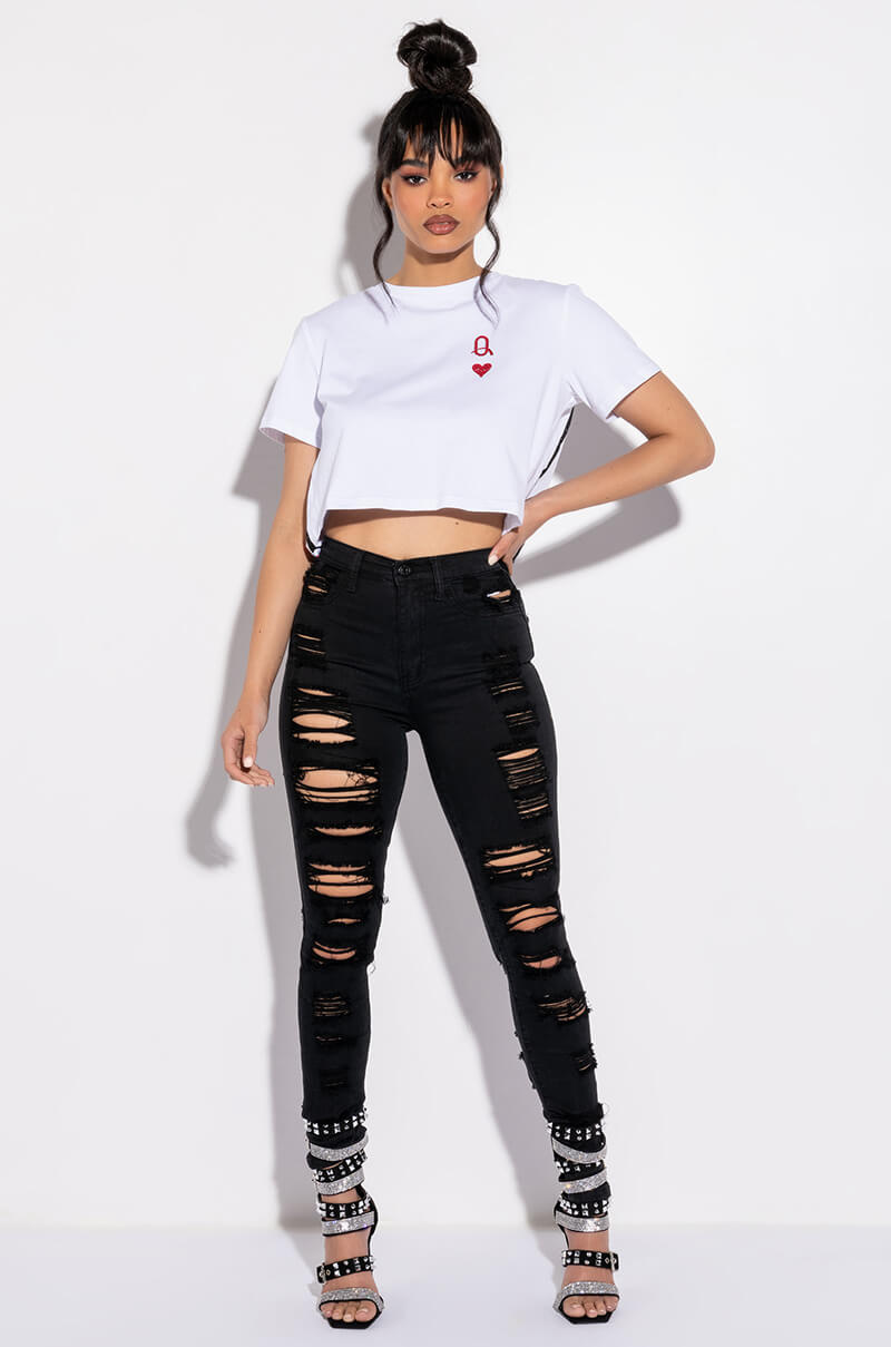 SHOW ME BABY DISTRESSED SKINNY JEANS