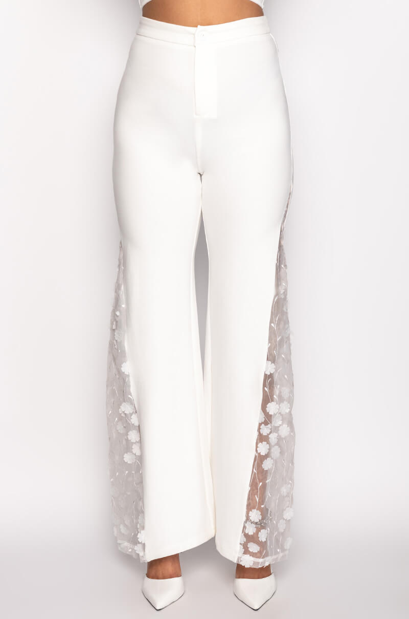 LILA FLORAL DETAIL WIDE LEG PANT