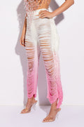 SHREDDED HIGH WAIST KNIT PANTS