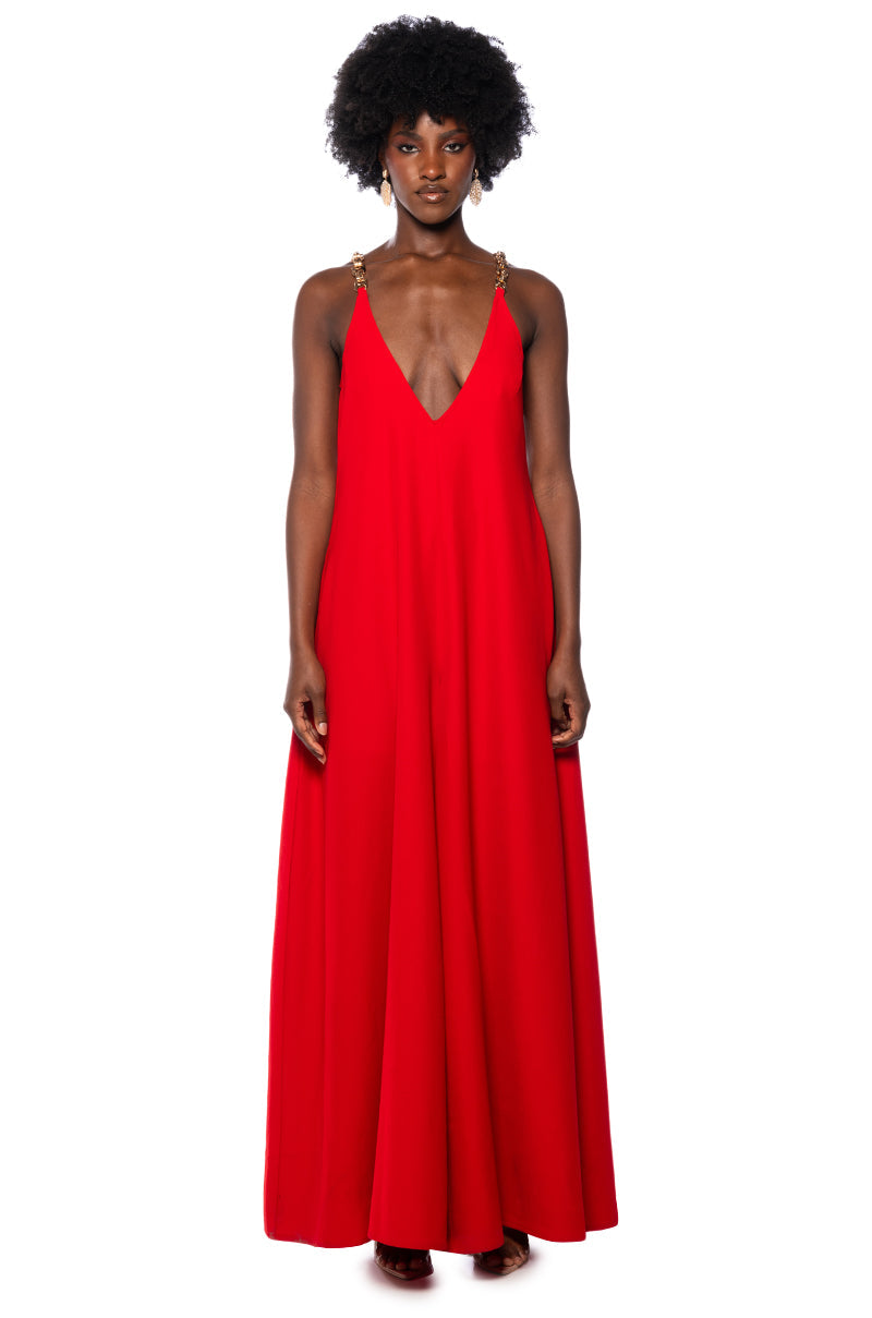 SICILY OVERSIZED SLEEVELESS JUMPSUIT IN RED